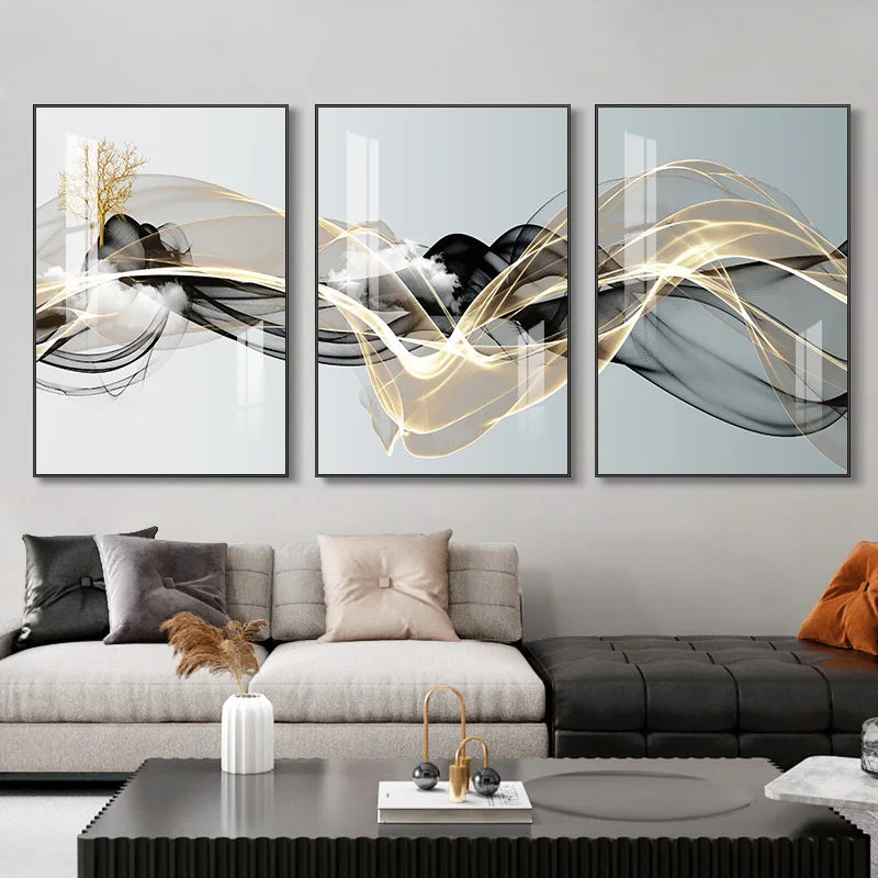Nordic Luxury Gold Deer Abstract Wall Art