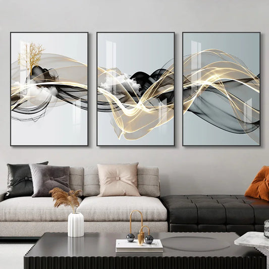 Nordic Luxury Gold Deer Abstract Wall Art