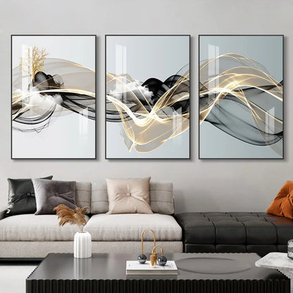 Nordic Luxury Gold Deer Abstract Wall Art